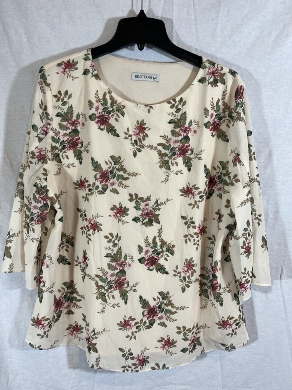 Grace Karin XL Cream Floral Blouse